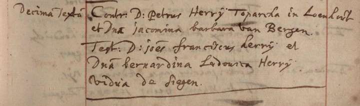 Huwelijk Petrus Herry en Jacomina Barbara van Bergen in de parochieregisters van Breda