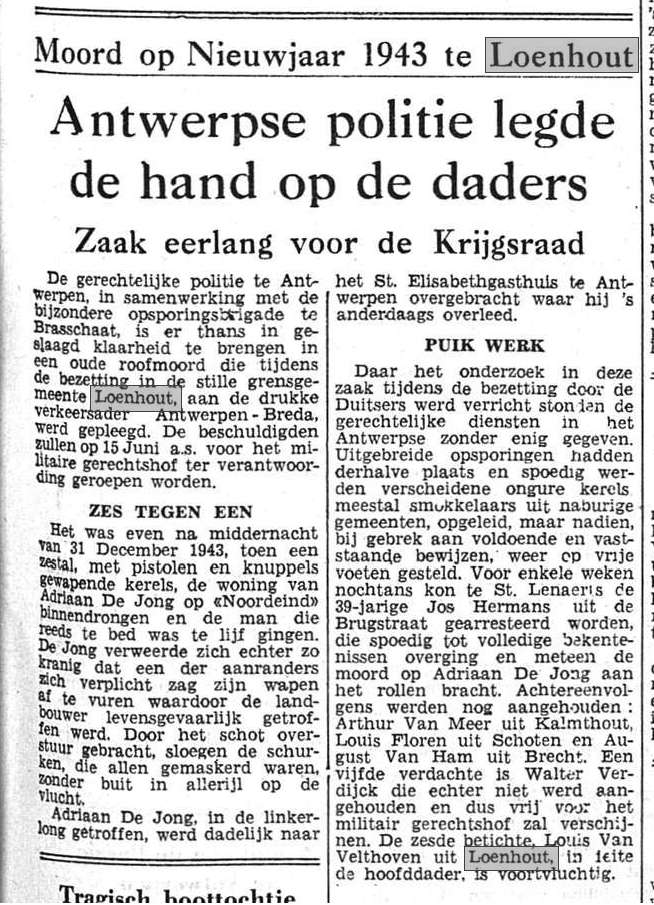 Antwerpse politie legde de hand op de daders (De Nieuwe Gids, 17/5/1950)