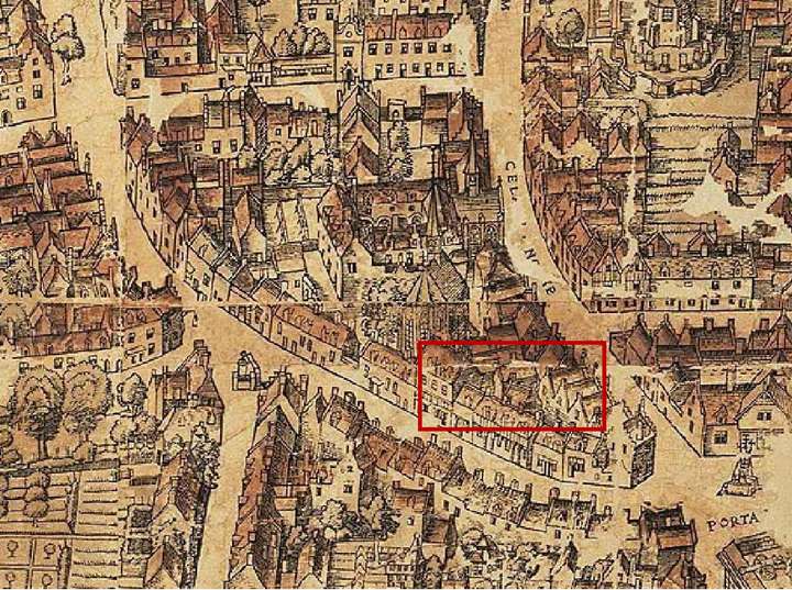 Detail uit het stadsplan door Virgilius Bononsiensis, 1565