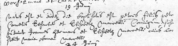 Doopsel Petruc Van Elsacker (19/6/1697)