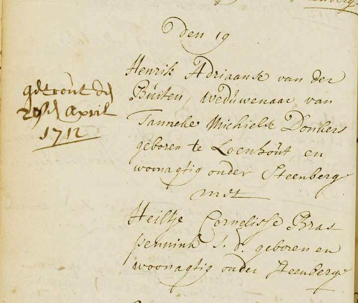 Derde huwelijk met Heiltje Braspenninck (1712)