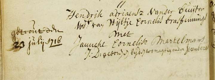 Vierde huwelijk met Joanna Martelmans (1716)
