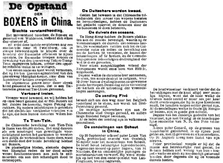 Gazet van Mechelen (18/11/1900), De opstand der Boxers in China