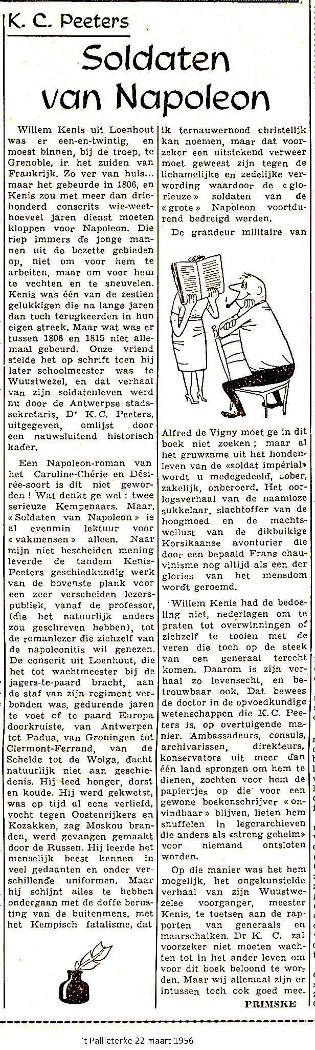 Boekbespreking in 't Pallieterke, 22/3/1956 (Floris Prims)