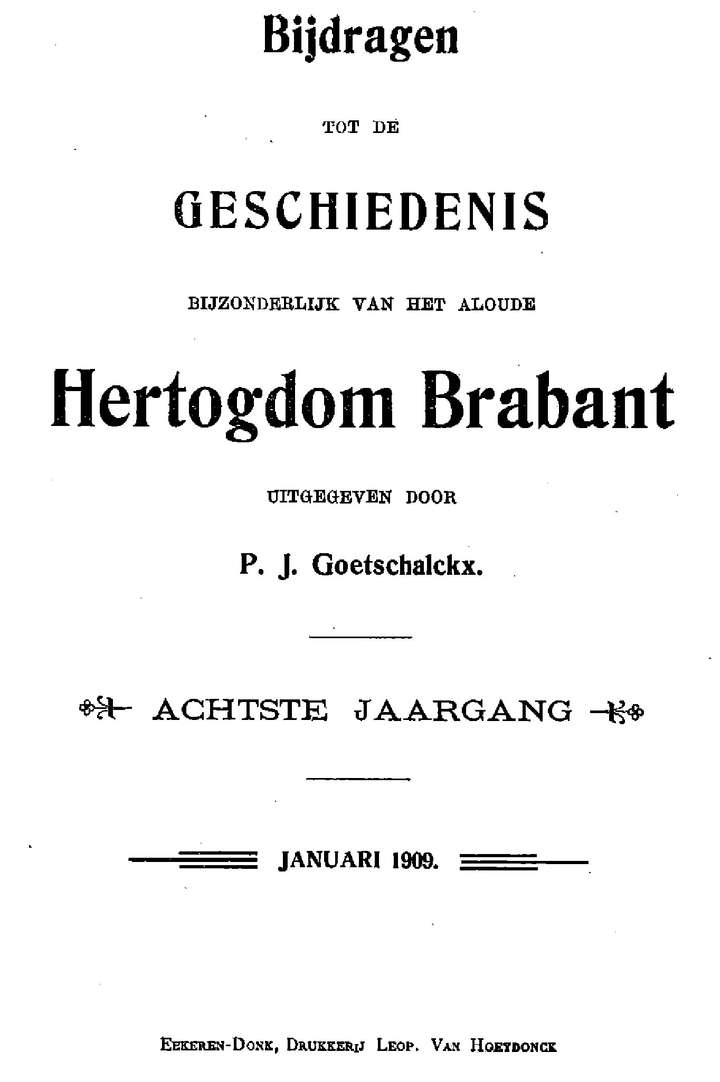 Bijdragen tot de geschiedenis (P.J. Goetschalckx, 1909)